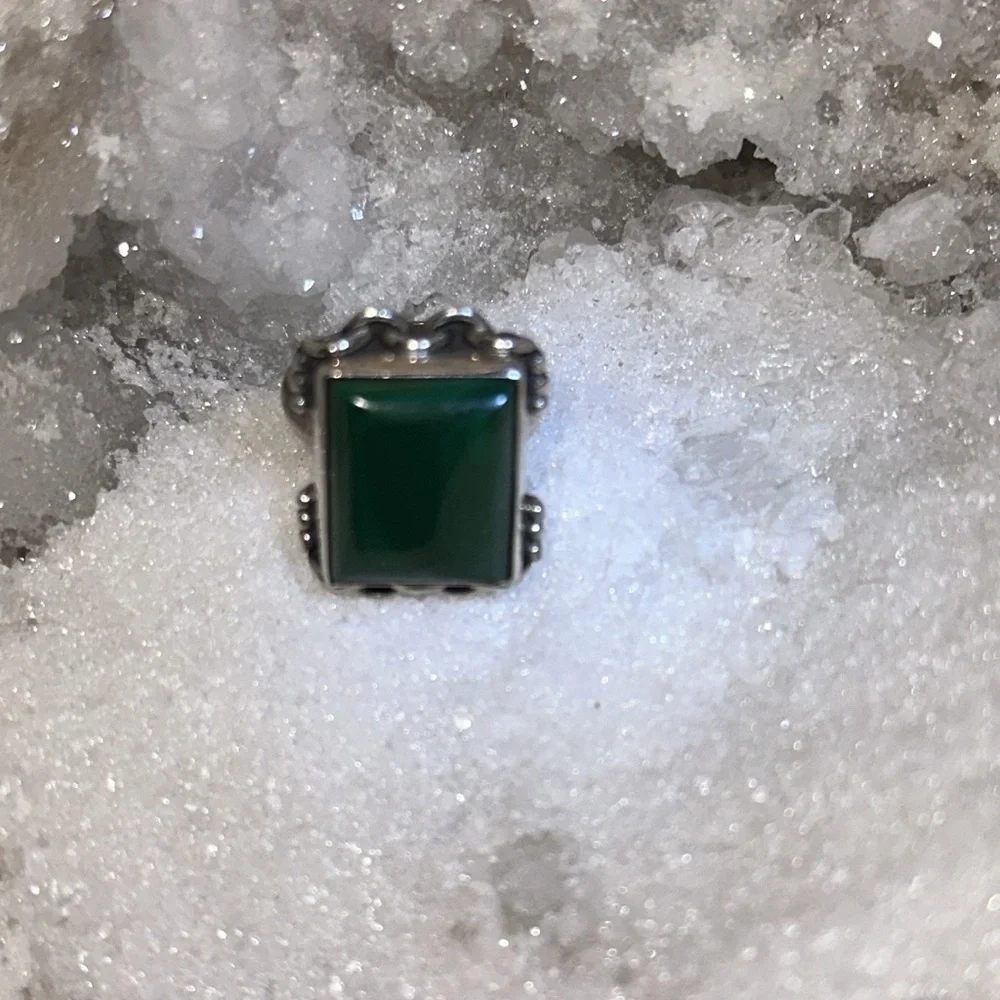 Silver malachite ring - Picture 3 of 8